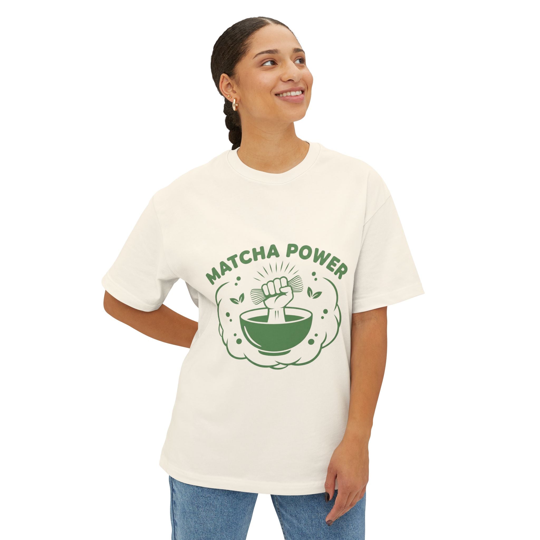 Matcha Power Tee — Retro Green Tea Graphic T-Shirt