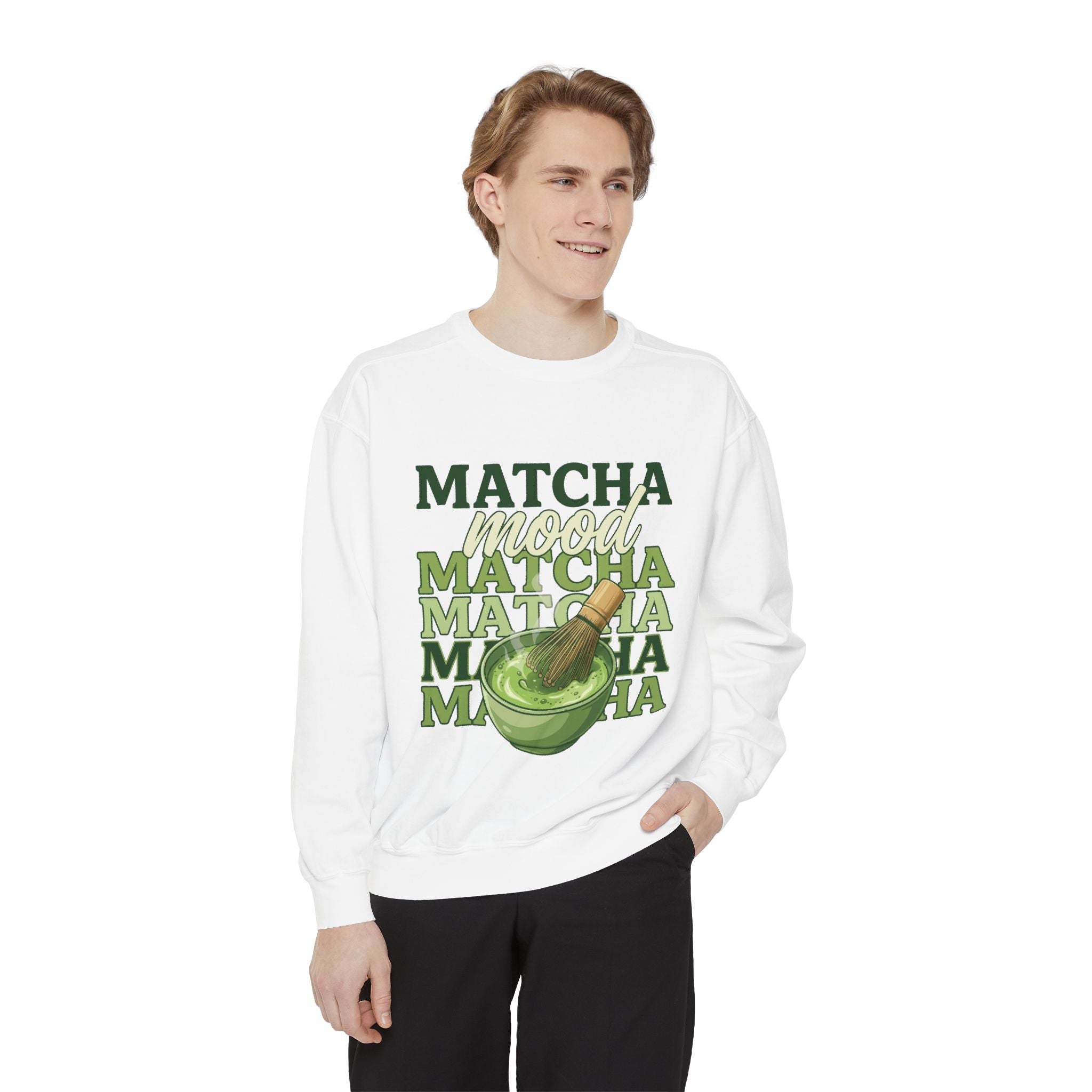 Matcha Mood Sweatshirt — Retro Matcha Tea Graphic Crewneck