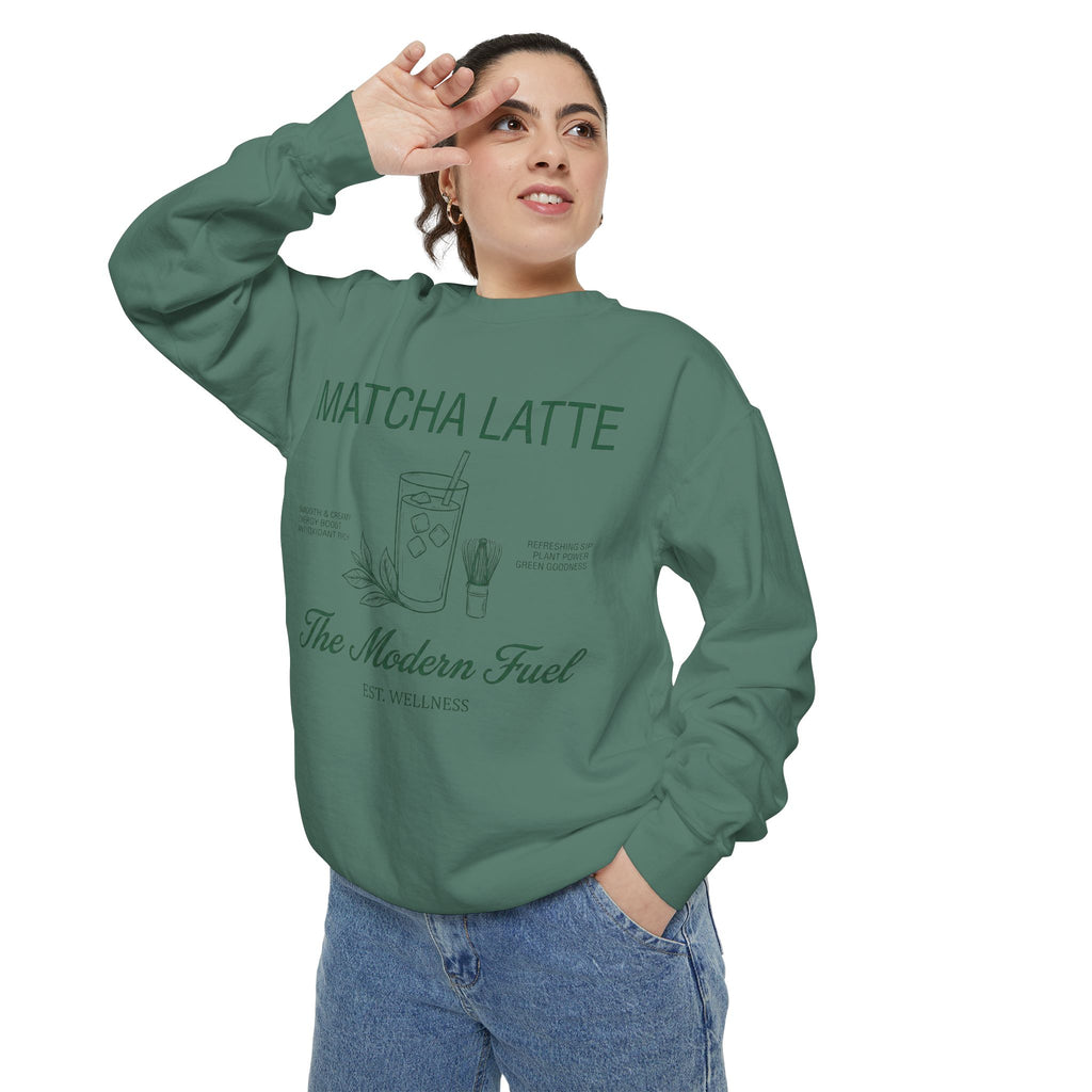 Matcha Latte Sweatshirt — The Modern Fuel Cozy Graphic Crewneck Sweatshirt