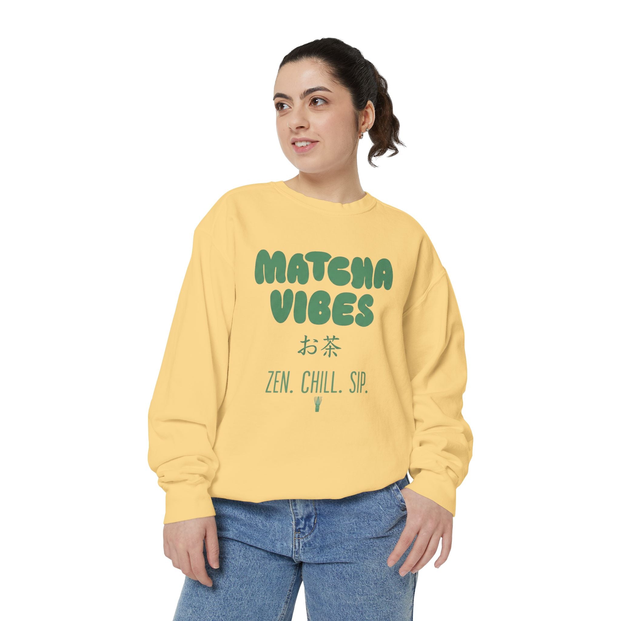 Matcha Vibes — Matcha Vibes Zen Chill Sip Crewneck Sweatshirt